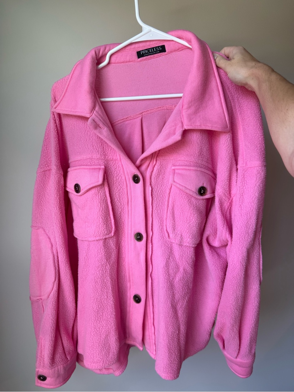 Priceless Pink Teddy Shacket Jacket